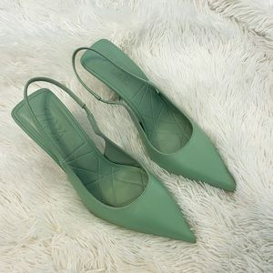 Zara Green Slingback Heels
